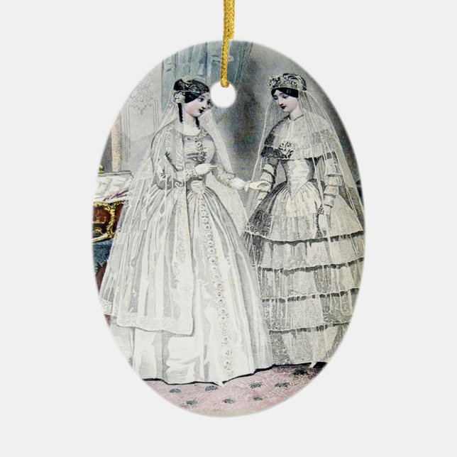 Vintage Bride Wedding Dress Ceramic Ornament (Front)