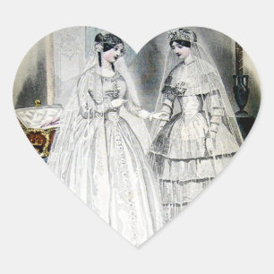 Vintage Bride Wedding Dress Heart Sticker
