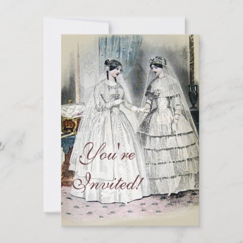 Vintage Bride Wedding Dress Invitation