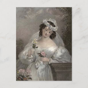 Vintage Bride with Flowers Postcard