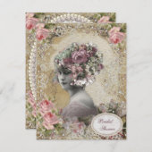 Vintage Bride with Jewels & Flowers Bridal Shower Invitation (Front/Back)