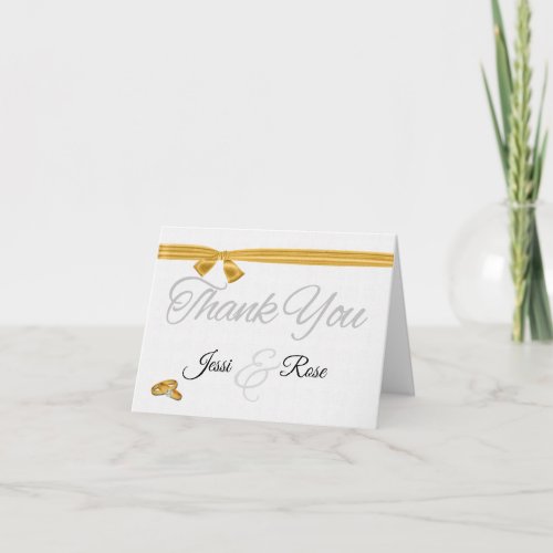 Vintage Brides with Gold Ribbon Blank Wedding Thank You Card