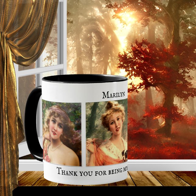 Vintage Bridesmaid or Your Photo Mug (Simple photo mug in white - nice to ask bridesmaids or to say Thank You)