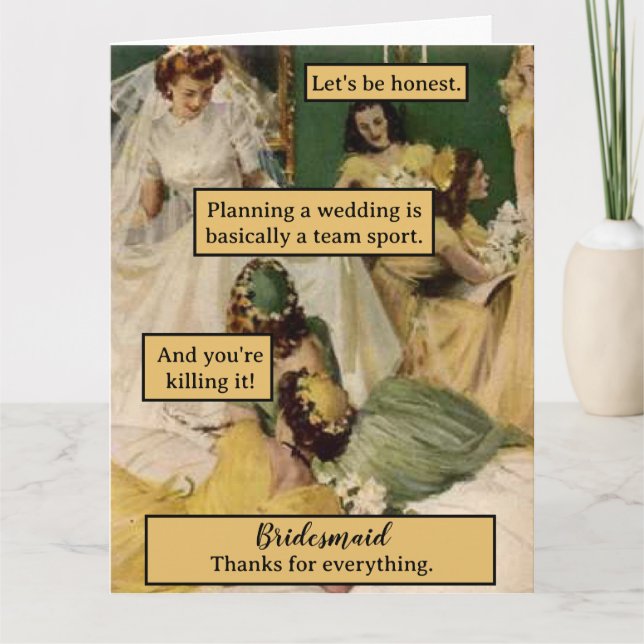 Vintage Bridesmaid Personalized Thank You Gift Card (Front)
