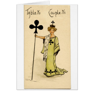 Vintage Bridge table marker card Queen of Clubs