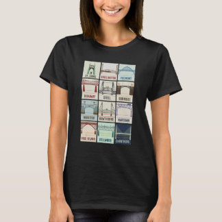Vintage Bridges Of Portland Oregon , Black T-Shirt