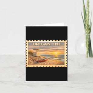 Vintage Brigantine New Jersey Retro Travel Stamp Card