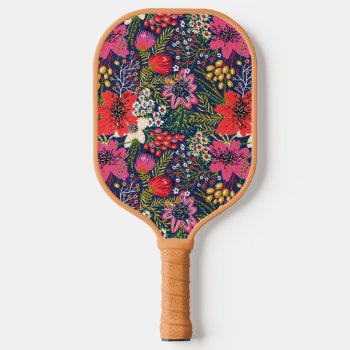 Vintage Bright Floral Pattern Pickleball Paddle by bestipadcasescovers at Zazzle