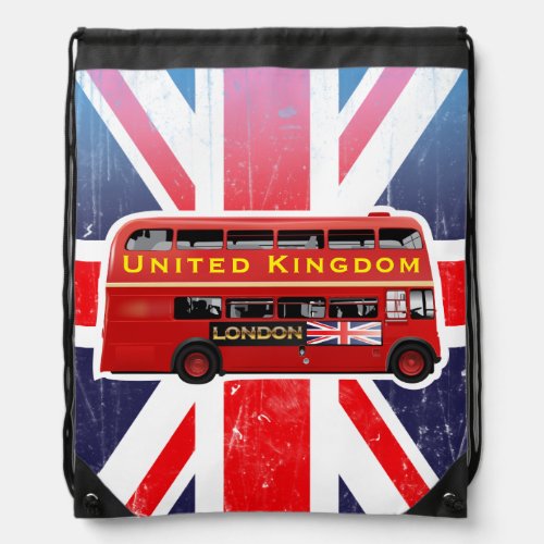 Vintage British Bus Drawstring Bag