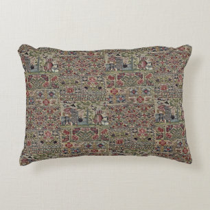 Vintage British Embroidery Pattern Blue Pink Accent Pillow