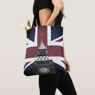 Vintage British Flag & Big Ben, London, UK /sports Tote Bag