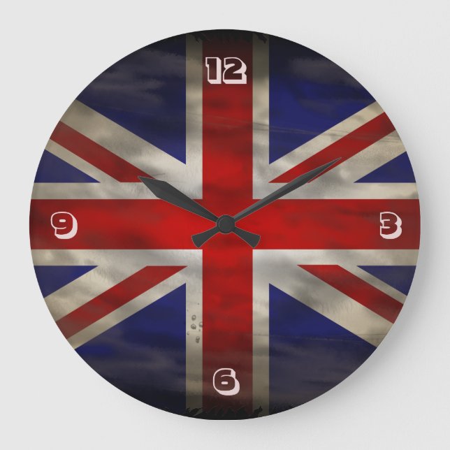 Vintage British Flag Large Clock (Front)