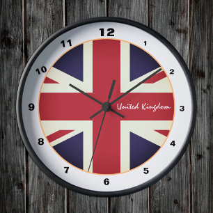 Vintage British Flag, Patriotic United Kingdom Round Clock