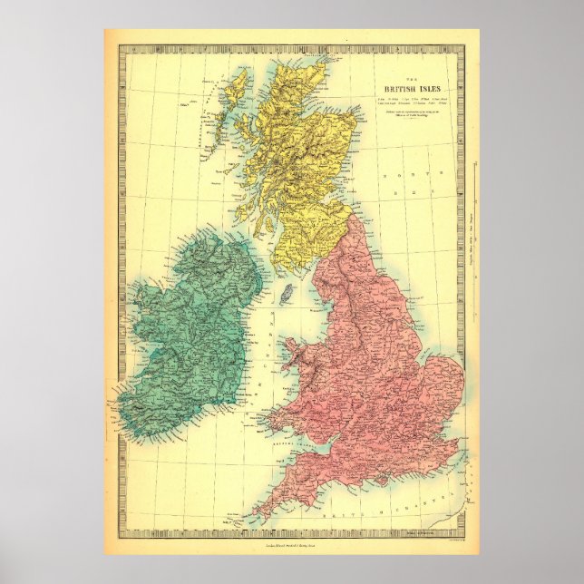 Vintage British Isles map Poster (Front)