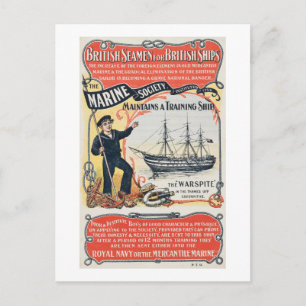 Vintage British Marine Society Sailor Recruitment Postcard