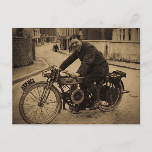 Vintage British Motorcycle  Early 1900s Postcard