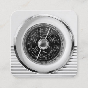 Vintage British Radio Dial - Black and White Square Business Card