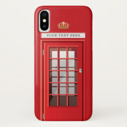 Vintage British Red Telephone Box Custom Monogram iPhone X Case