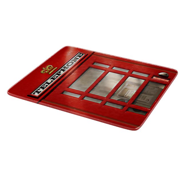 Vintage British Red Telephone Box Cutting Board (Corner)