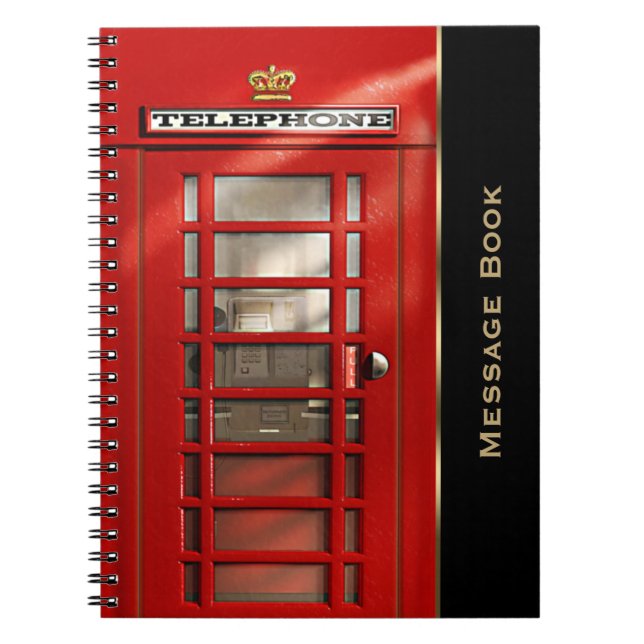 Vintage British Red Telephone Box Personalized Notebook (Front)