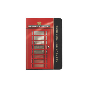 Vintage British Red Telephone Box Personalized Passport Holder