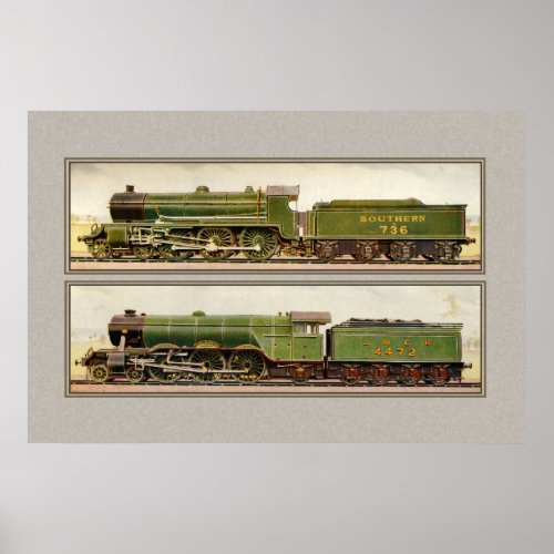 Vintage British Steam trains Poster