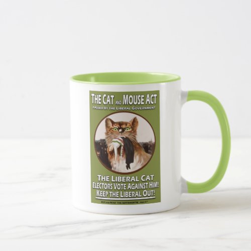 Vintage British Suffragette Cat and Mouse Act Mug