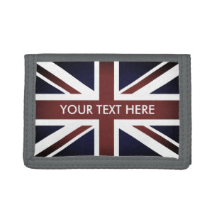 Vintage British Union Jack custom name Tri-fold Wallet