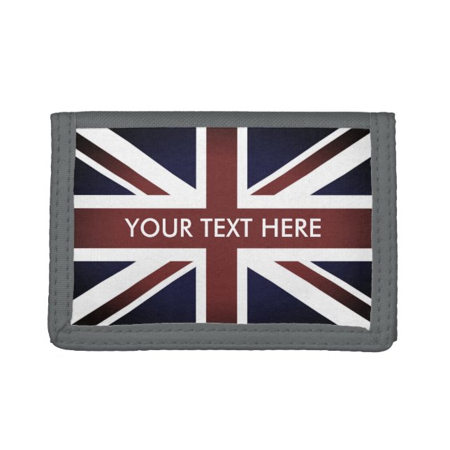 Vintage British Union Jack custom name Trifold Wallet (Front)
