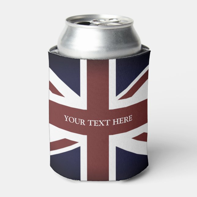 Vintage British Union Jack flag can coolers (Can Front)