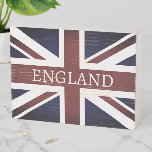 Vintage British Union Jack flag custom Wooden Box Sign