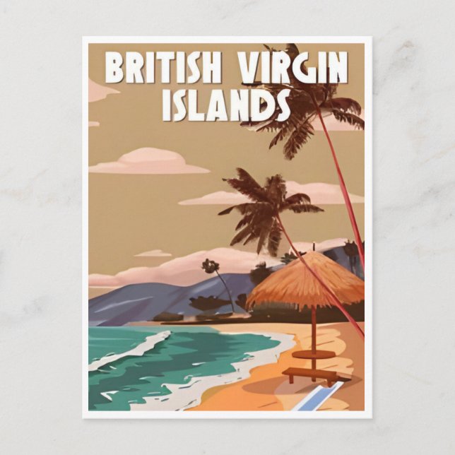 vintage british vergin islands retro vacation  postcard (Front)