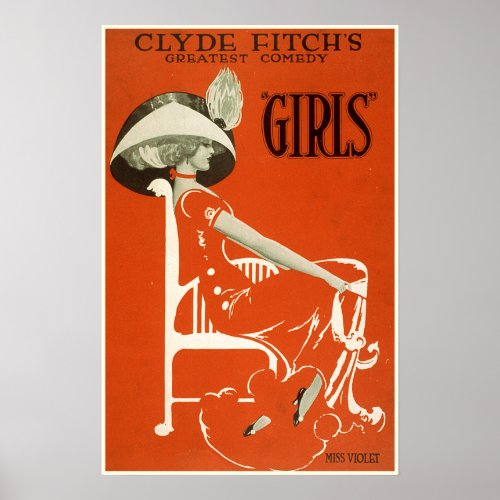 Vintage Broadway Comedy Show Girls Miss Violet Poster