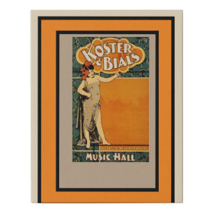 Vintage Broadway Music Hall advertisement Faux Canvas Print