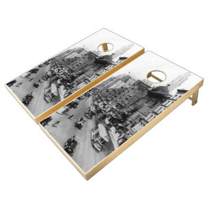 Vintage Broadway NYC Photograph (1920) Cornhole Set