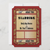 Vintage Broadway Poster Gold Movie Ticket Wedding Invitation (Back)