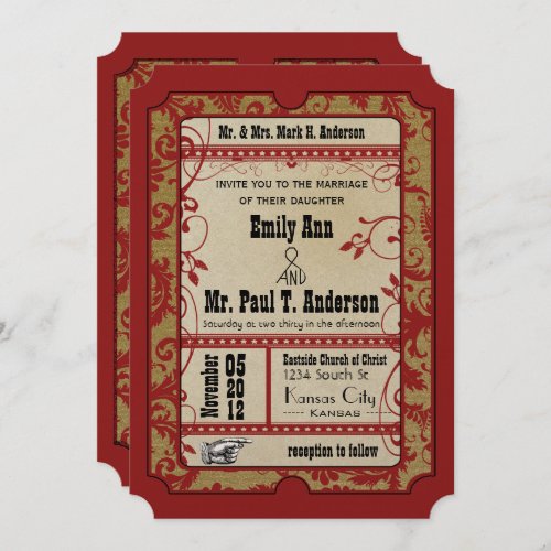 Vintage Broadway Poster Movie Ticket Wedding Invitation