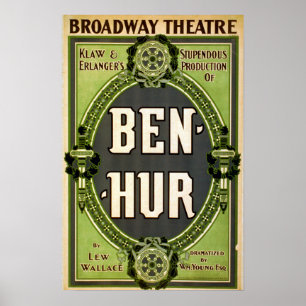 Vintage Broadway Theatre Ben Hur Play Poster