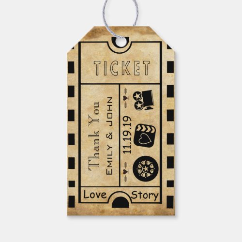 Vintage Broadway Ticket Wedding Thank You Gift Tags