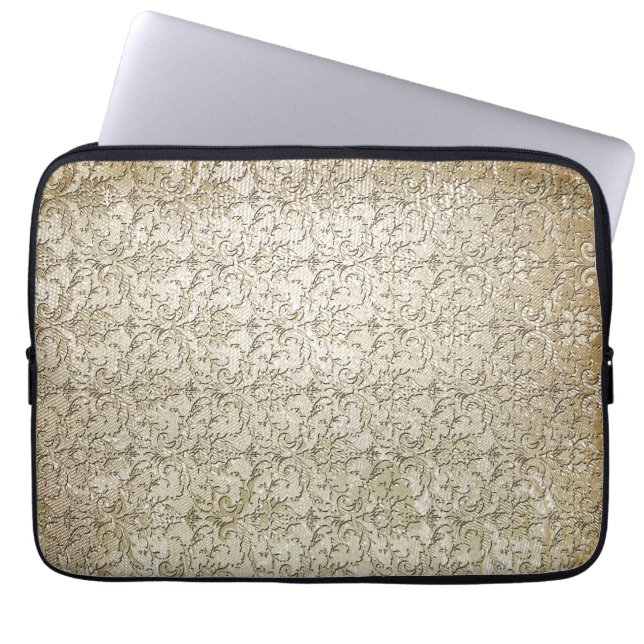 Vintage Brocade Damask Print Laptop Sleeve (Front)