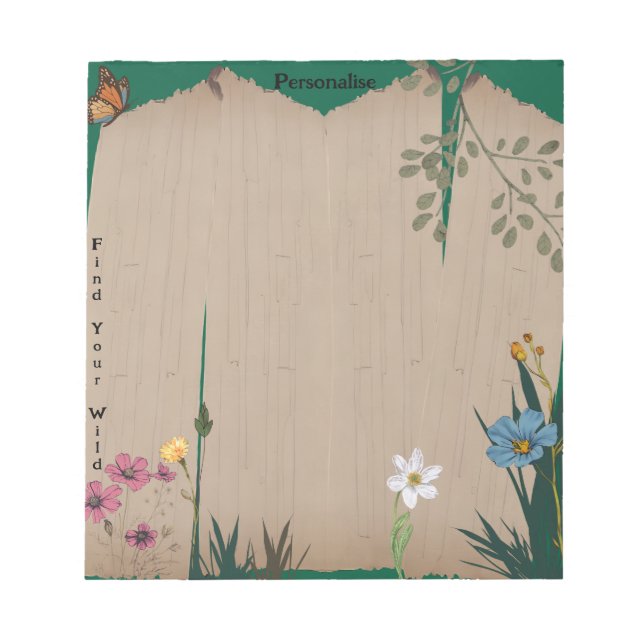 Vintage Broken Fence Quote Floral ScrapbookPaper Notepad (Front)