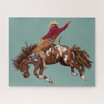 Vintage Bronco Rider Jigsaw Puzzle by stickywicket at Zazzle