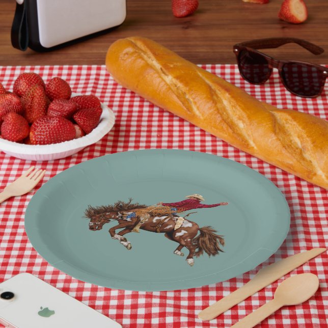 Vintage bronco rider paper plates (Picnic)
