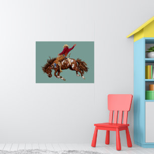 Vintage bronco rider poster