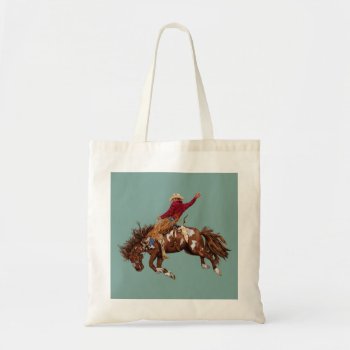 Vintage Bronco Rider Tote Bag by stickywicket at Zazzle