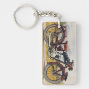 Vintage Bronze Motorcycle Print Keychain by Kinder_Kleider at Zazzle