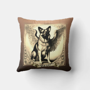Vintage Bronze Personalized German Shepherd Angel Throw Pillow