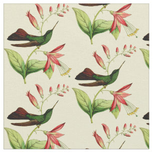 Vintage Bronze Tailed Plumeleteer Hummingbird Fabric