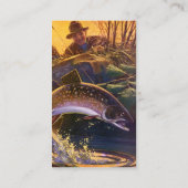 Vintage Brook Trout Fish Fisherman, Sports Fishing Business Card (Back)