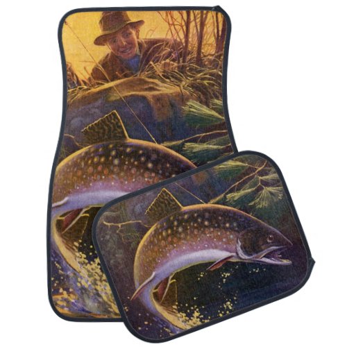 Vintage Brook Trout Fish Fisherman Sports Fishing Car Mat